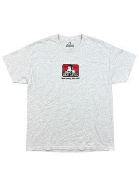 Ben Davis Men's XL Shirt Light Heather Gray Red Ape Logo Tee 100% Cotton